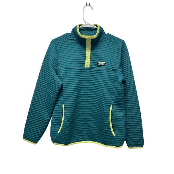 L.L. Bean Women's Airlight Knit quilted pullover sweater blue green size medium - Picture 1 of 5